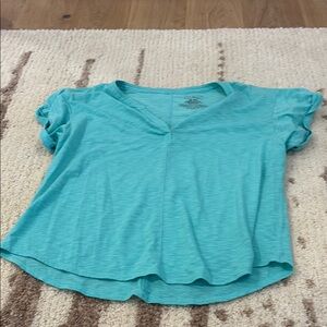 Teal V-Neck Short Sleeve Top LL Bean size XL petite